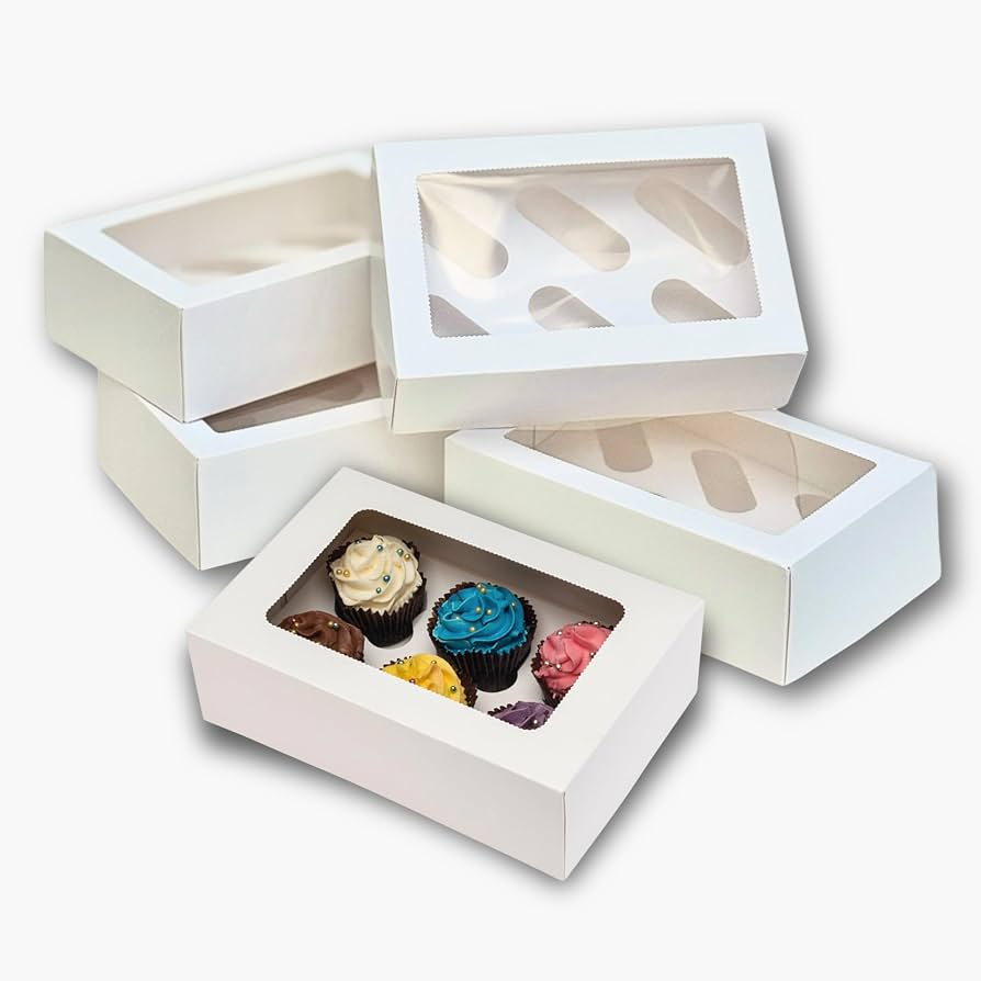 6 Cavity Cupcake Box with Window (৬ ক্যাভিটি কাপকেক বক্স উইন্ডো সহ)